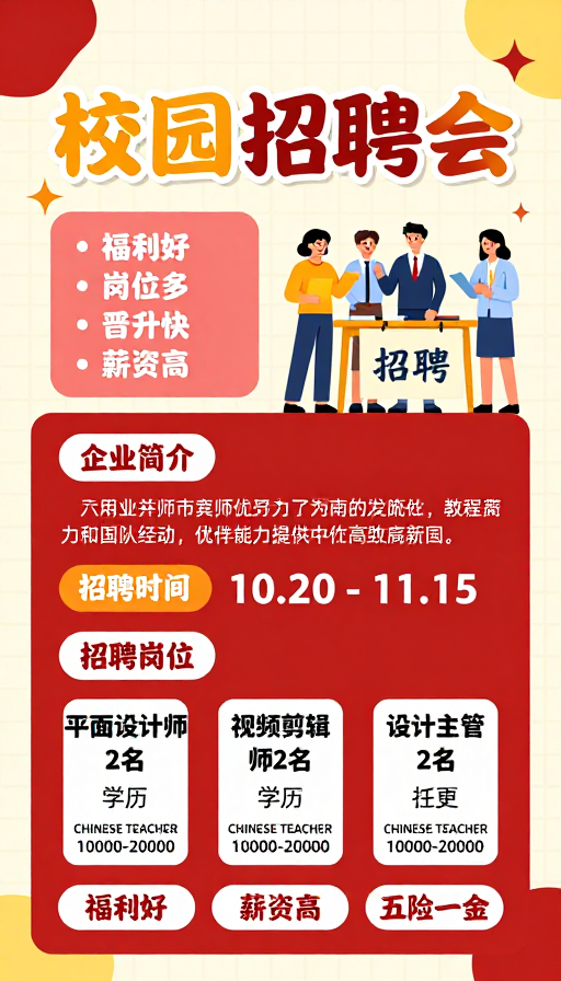 青春活力校园招聘会视觉海报