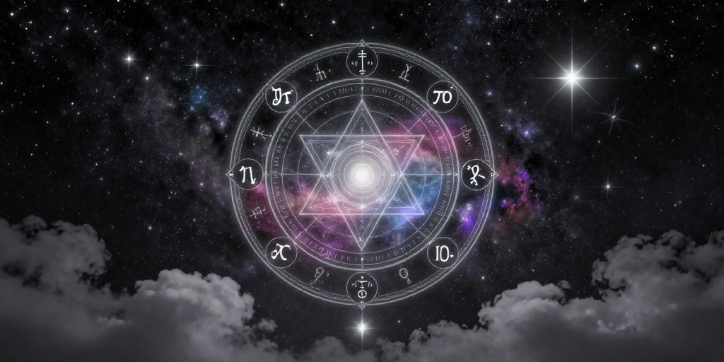 神秘宇宙符号与星辰：占星艺术插图