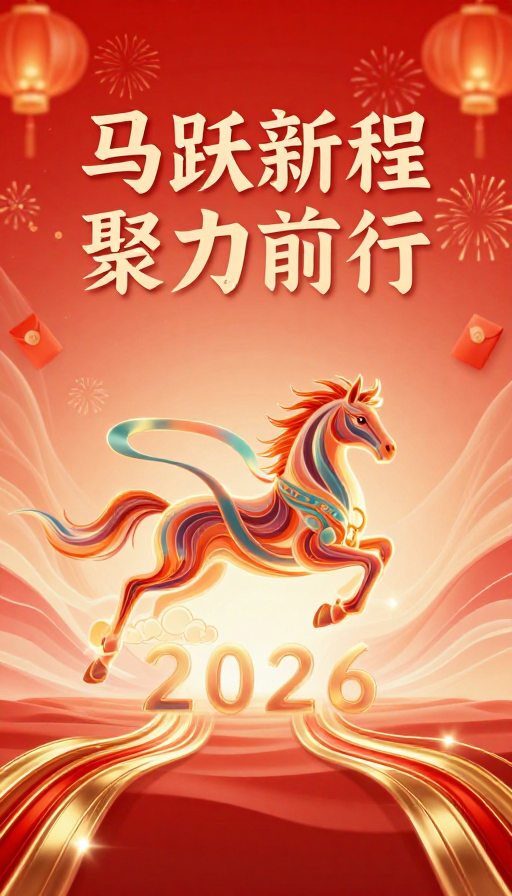 马跃新程 聚力前行:2026 企业年会庆典海报