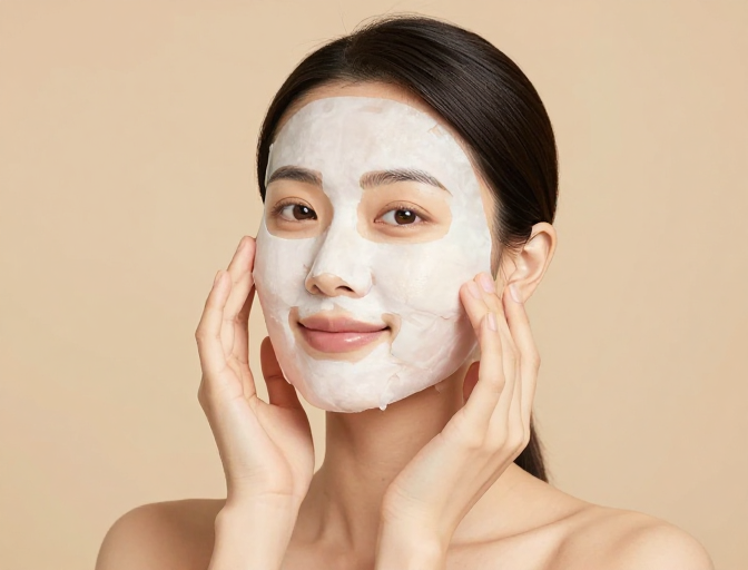 亚洲女性轻触脸颊展现肌肤水润光泽——真实护肤体验