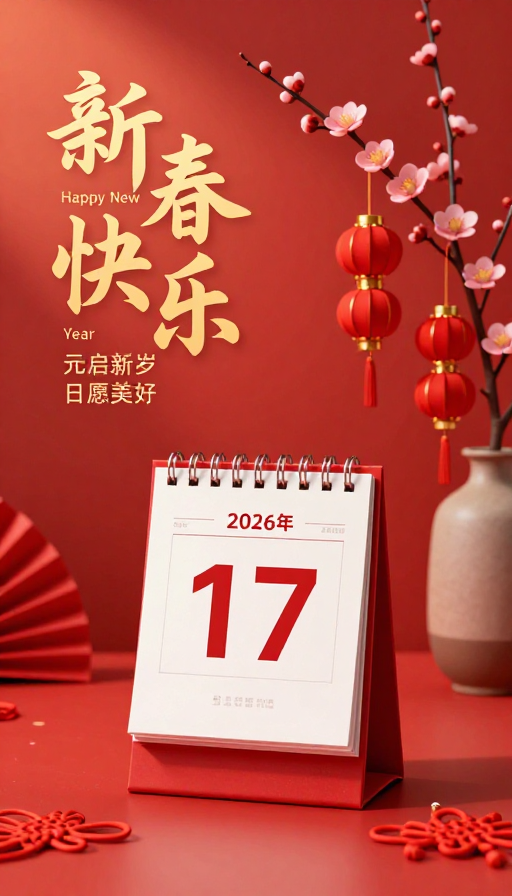 2026新春中式日历:红色喜庆氛围