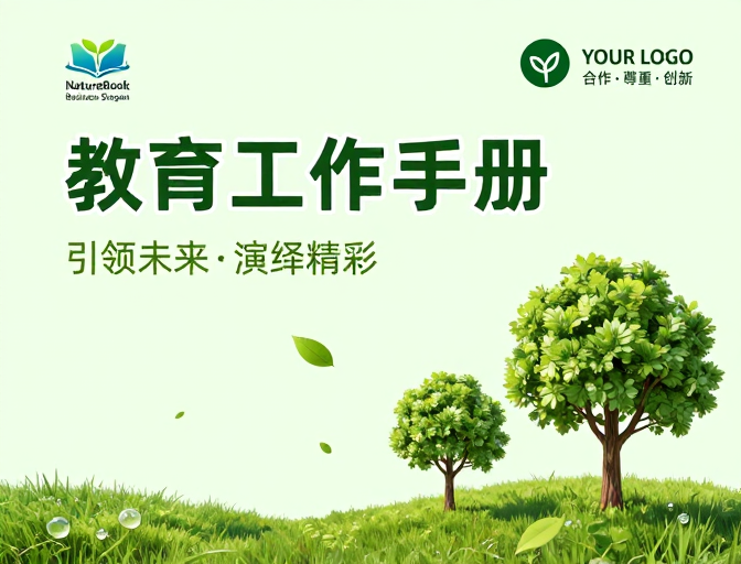 清新简约教育手册封面设计:生态与成长的绿色力量