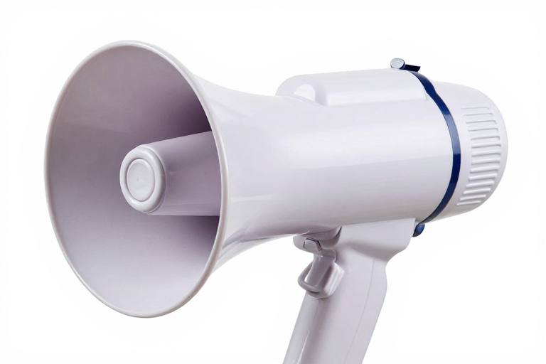 哑光白扩音器特写：高清商业摄影