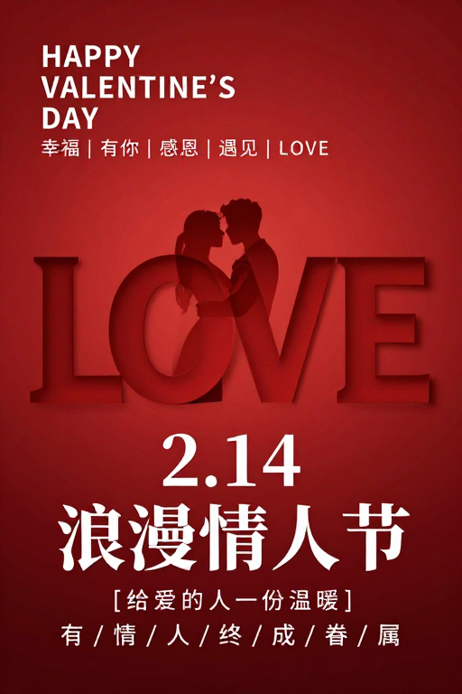 浓烈红色情感主题情人节海报设计