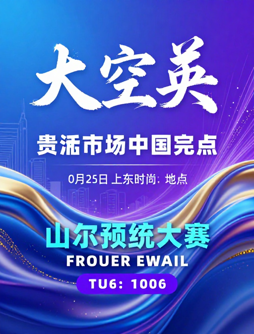 未来科技蓝金波浪数字艺术海报