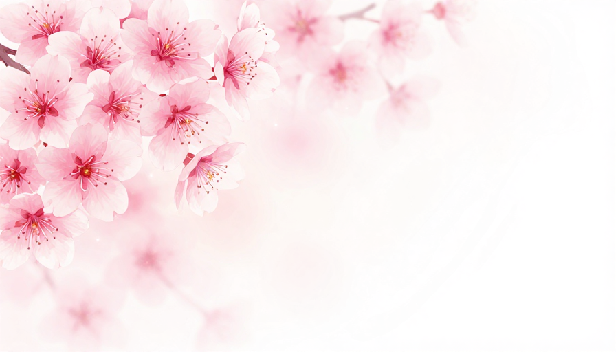 梦幻水彩樱花背景:轻盈东方美学