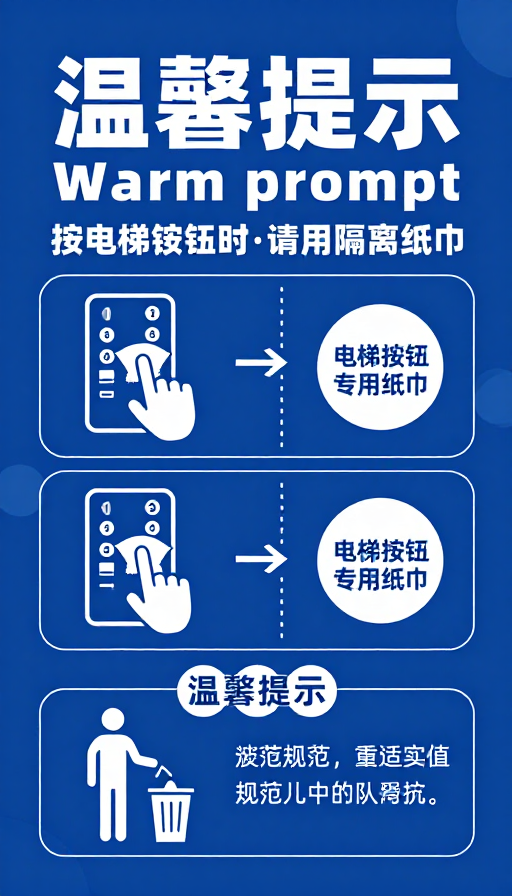 公共卫生提示:电梯按钮专用纸巾规范指引