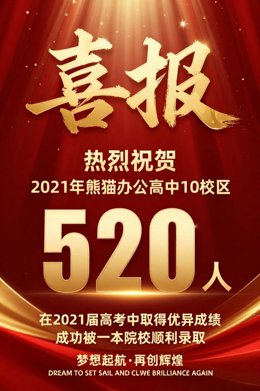 金榜题名喜报：金色立体庆典海报