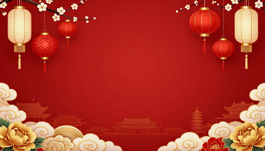 朱红节庆·传统灯笼祥云图