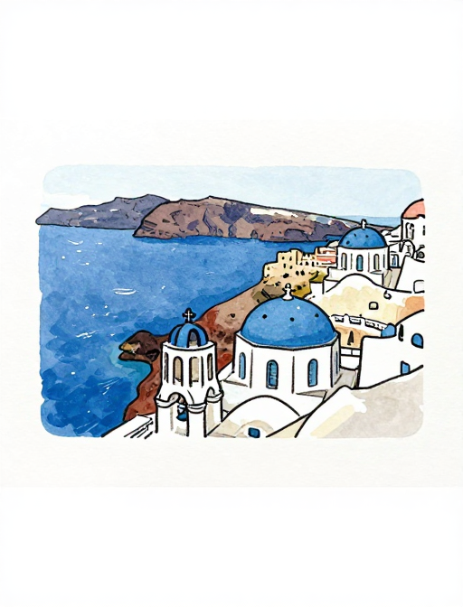 夏日海边治愈手绘:低饱和水彩马克笔小插画