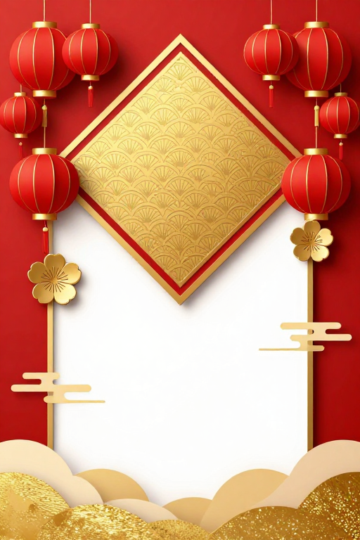 红金立体中式节庆背景设计