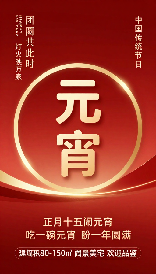 元宵佳节红金璀璨,团圆灯火美宅盛宴