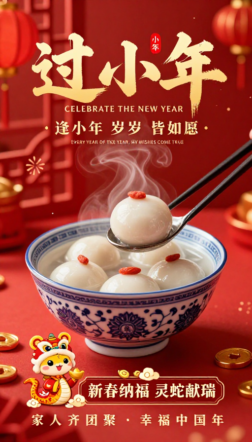 红红火火过小年 新春祝福中国风海报