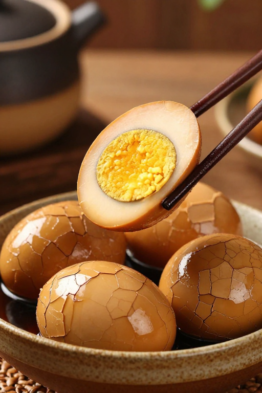 金黄卤蛋特写：匠心卤制的美食摄影