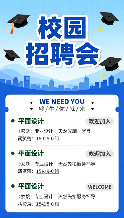 校园招聘会像素风海报设计