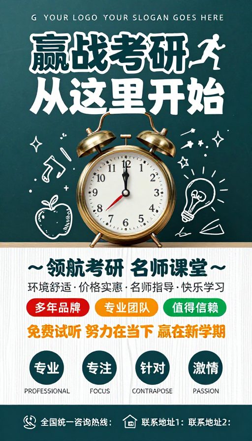 赢战考研手绘风海报:名师指导快乐学习