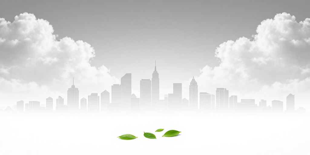 极简都市天际线与清新绿植背景图