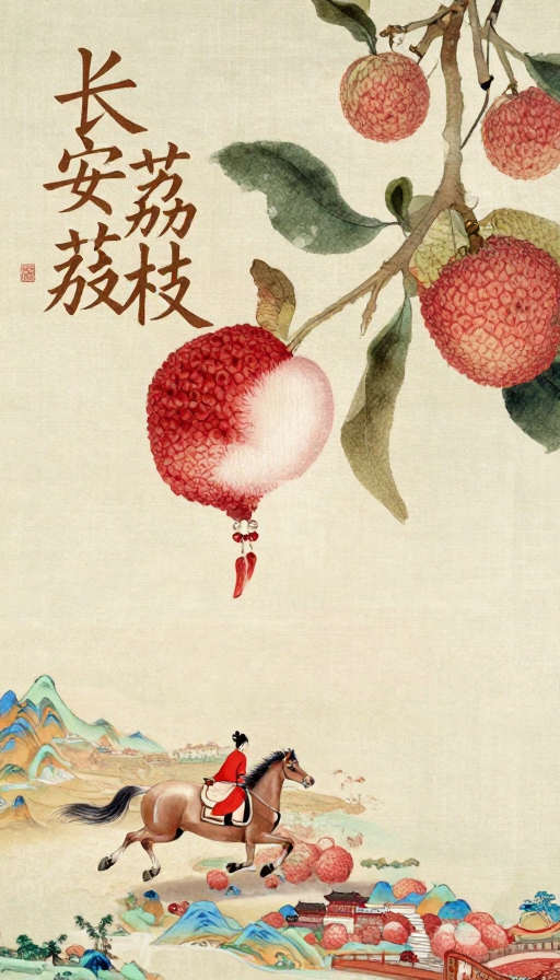 贵妃执荔·长安风华:工笔插画特写