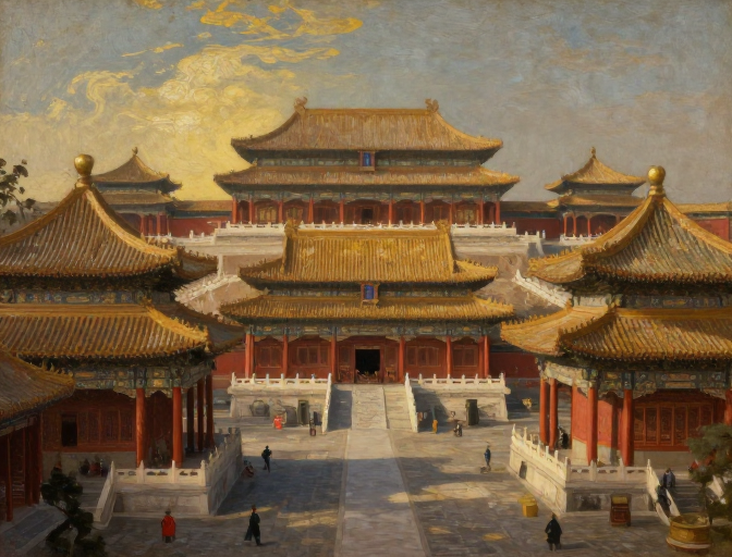 奢华中国古建筑群——伦勃朗光影下的东方古典美学