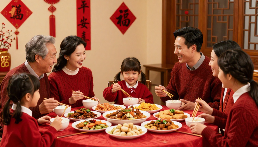 幸福年夜饭：家人团圆欢乐时刻