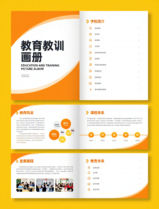 活力橙白配色教育画册设计