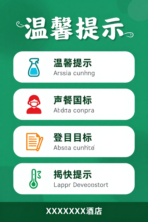 清新专业酒店温馨提示海报,安全服务指引设计