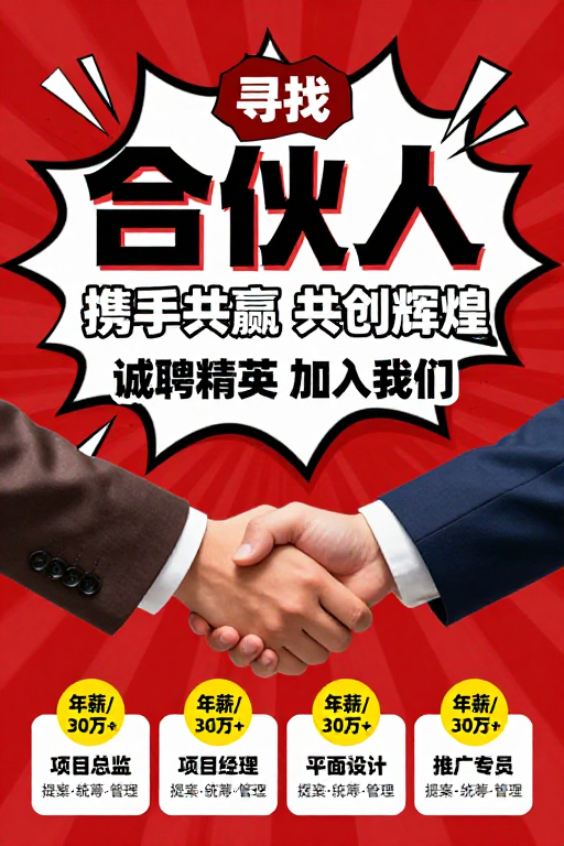 高燃招聘海报：寻找精英合伙人共创辉煌