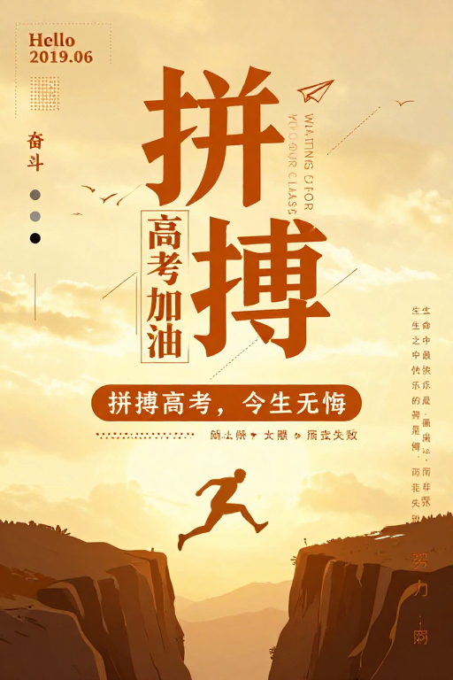 拼搏高考青春无畏日出金辉励志海报