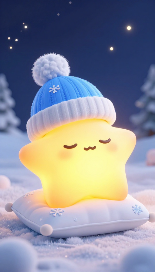 星空下的温暖：发光星星玩偶静卧梦境