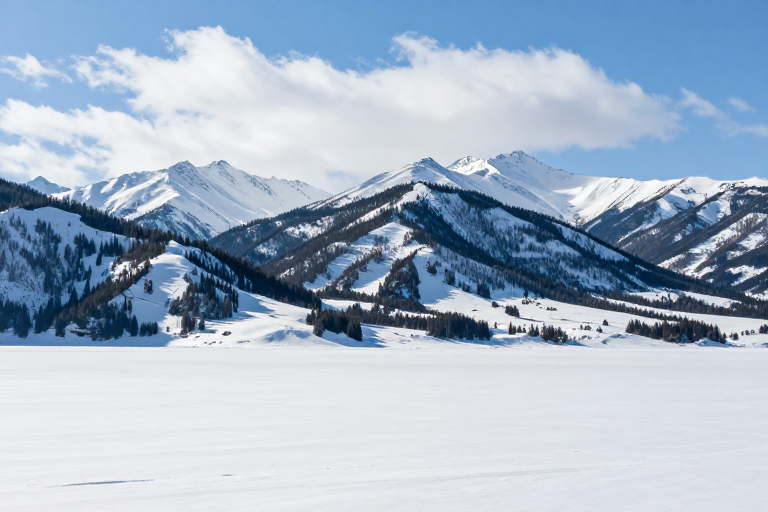雪域秘境：纯净雪山与针叶林的自然交响
