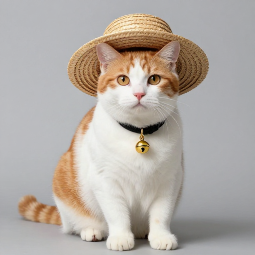 萌态橘猫戴草帽广告摄影 | 高清宠物品牌宣传图