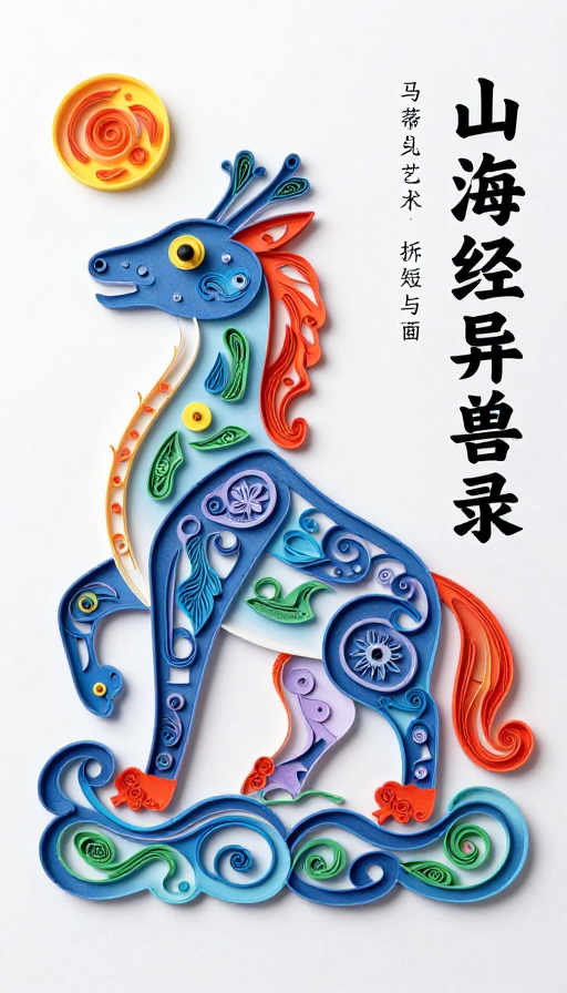衍纸剪纸融合山海经异兽 马蒂斯色彩艺术