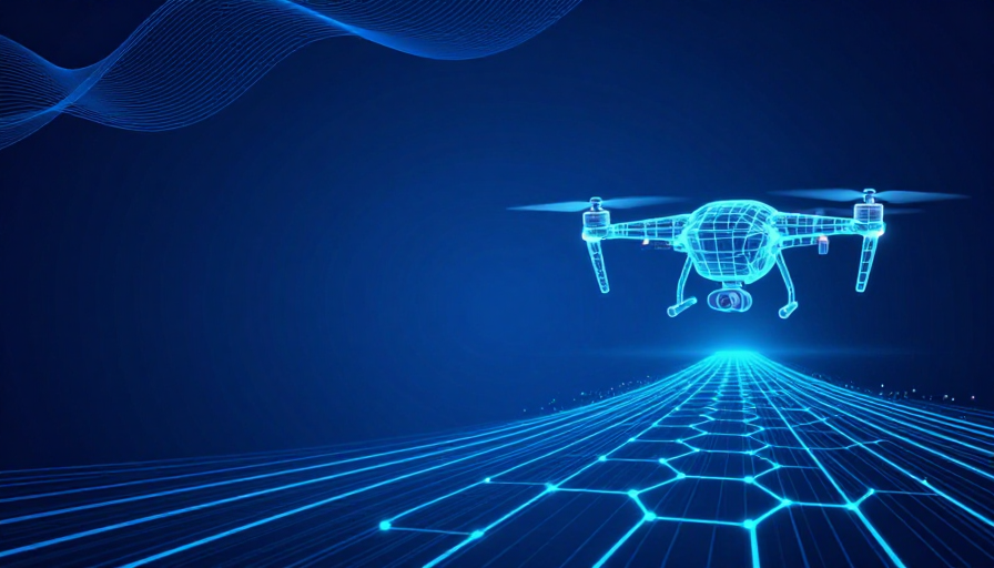 未来科技蓝调全息无人机背景图