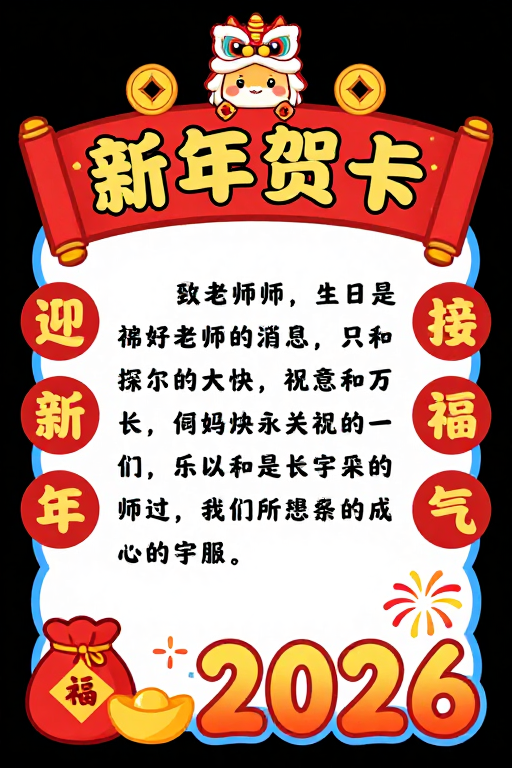 喜庆舞狮马新年贺卡设计