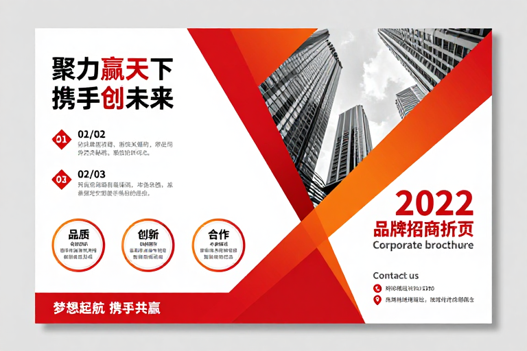 现代商务三折页·红橙渐变招商封面设计