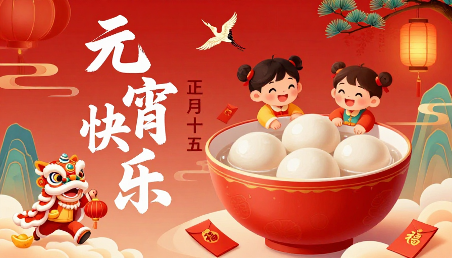 红金中国风元宵喜庆海报设计