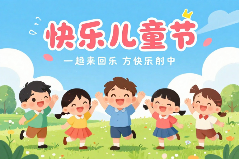 欢腾童趣:六一儿童节快乐贺图