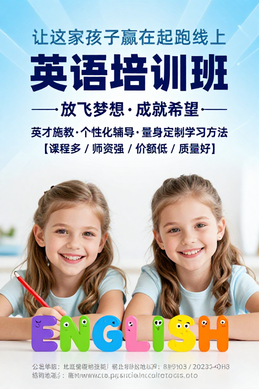 童趣英语培训宣传海报:赢在起跑线