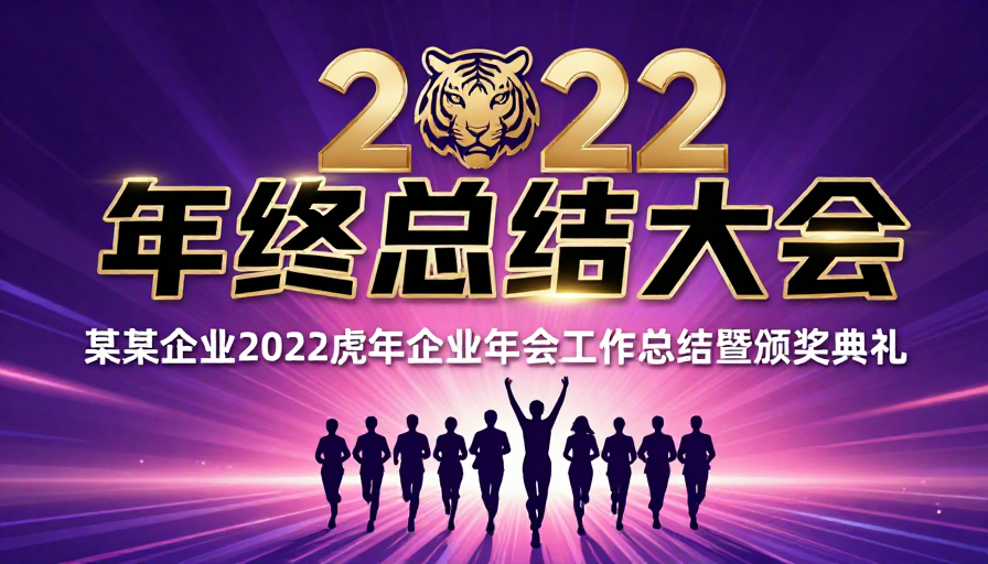 2022虎年年终总结大会主视觉海报：奋进与庆典的融合