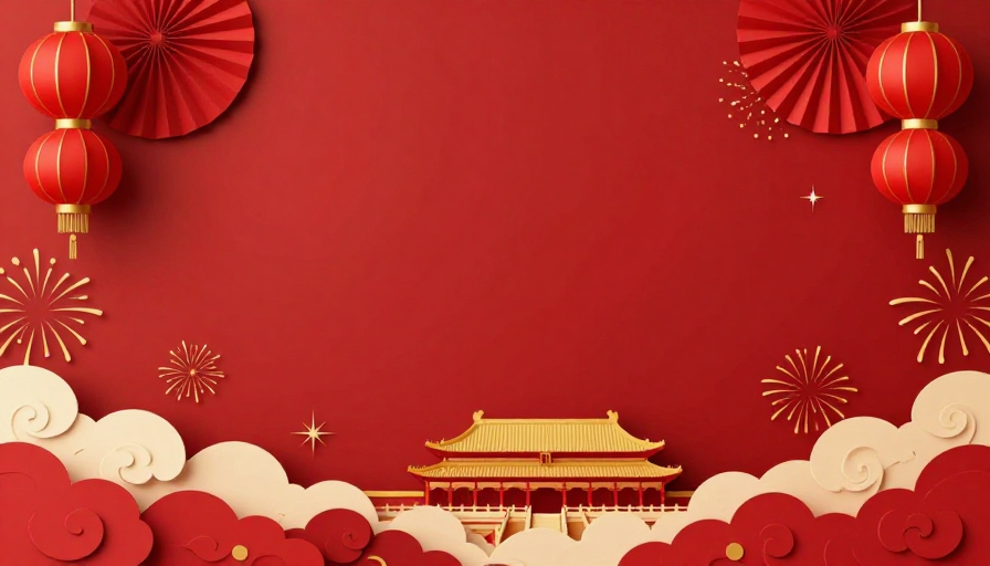 红金配色中国风节日背景插画
