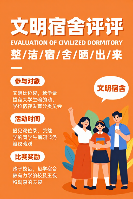 活力校园:文明宿舍评比活动宣传海报