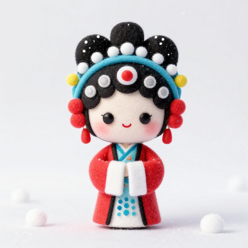 Q版毛毡贵妃雪景 极简色彩动漫风