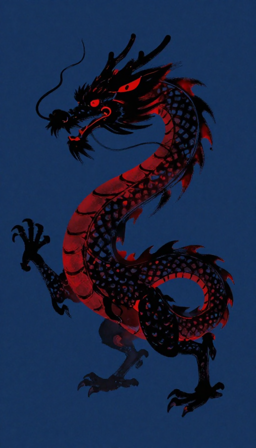 深蓝背景下威武水墨中国龙