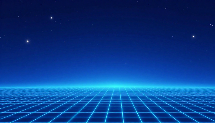 深邃蓝调：复古赛博星空与未来网格空间