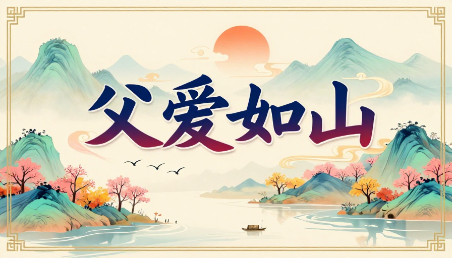 中国风父爱山海·温情水墨意境海报