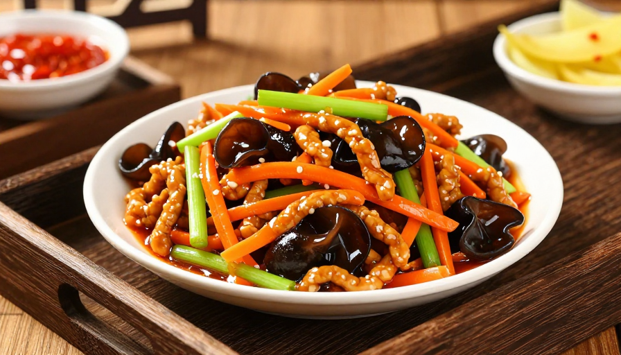 精致鱼香肉丝摄影:中式美食广告大片
