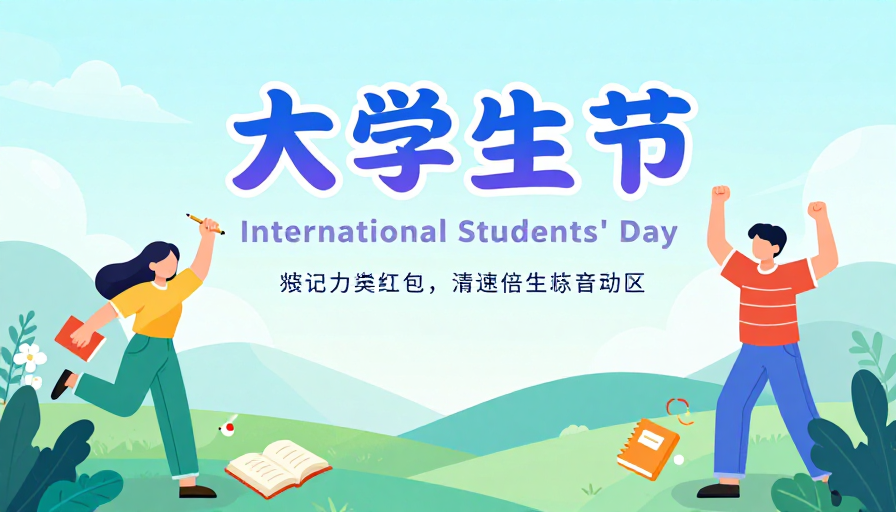 清新扁平风大学生节活力海报