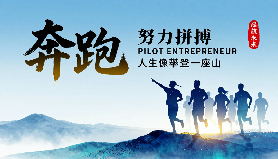 奔跑向未来：水墨晨光下的拼搏精神