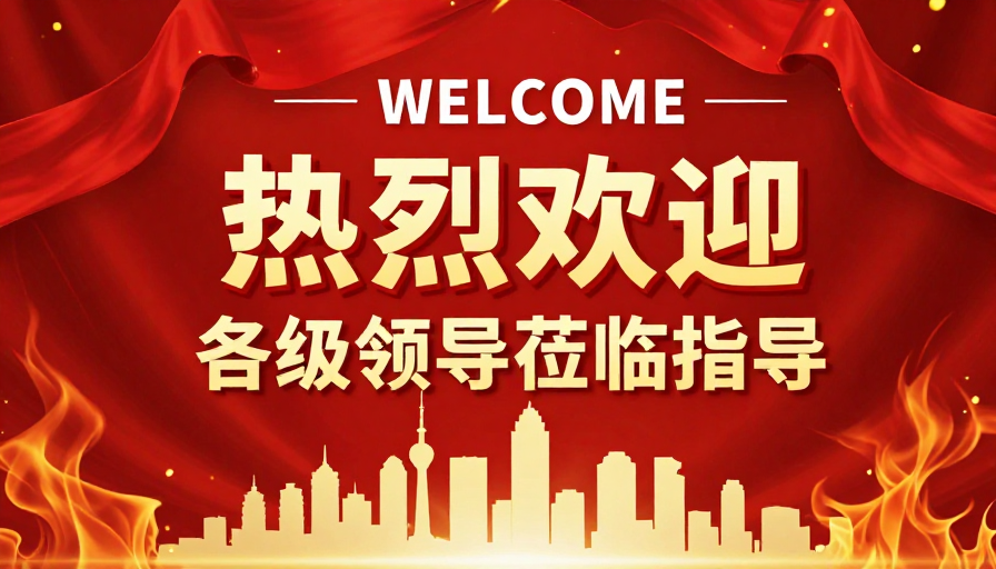 红色火焰绸带尊贵迎宾海报