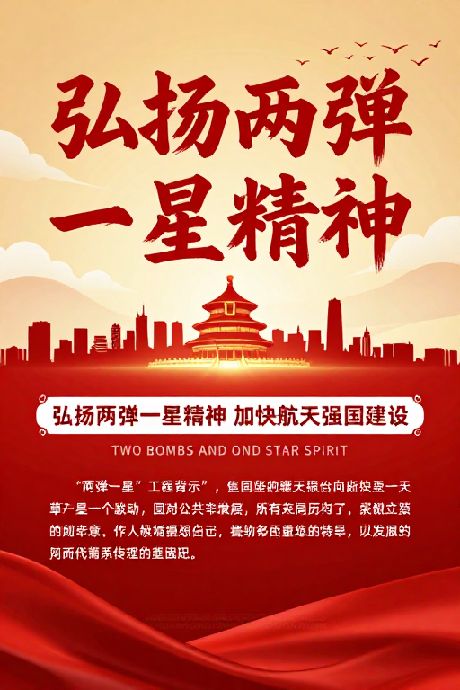 弘扬两弹一星精神 庄重红色海报展现时代传承